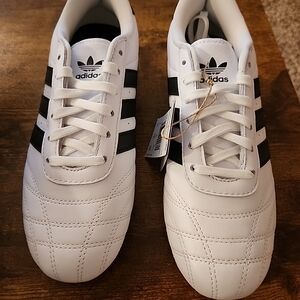 Adidas Women's Taekwondo White and Black Striped Sneakers